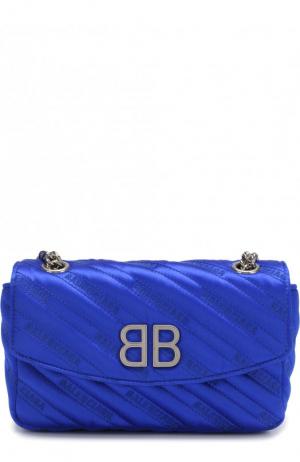 Сумка BB Round S из текстиля Balenciaga. Цвет: синий