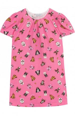 Хлопковая сорочка с принтом Dolce & Gabbana. Цвет: розовый