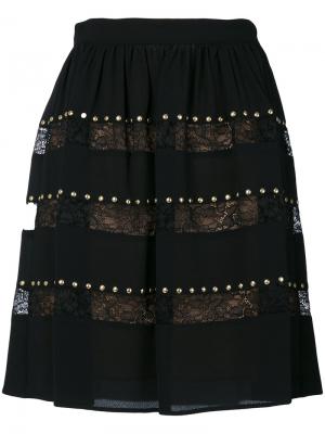 Кружевная юбка с заклепками Michael Kors. Цвет: чёрный