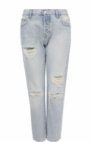 Укороченные джинсы прямого кроя с потертостями Current/Elliott. Цвет: голубой