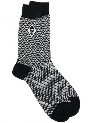 Носки с геометрическим узором Alexander McQueen. Цвет: чёрный