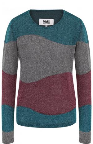 Вязаный пуловер с круглым вырезом Mm6. Цвет: разноцветный