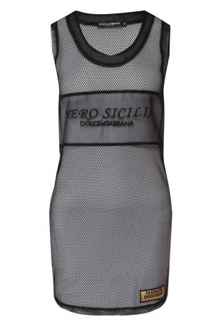 Топ в сетку с логотипом бренда Dolce & Gabbana. Цвет: черный