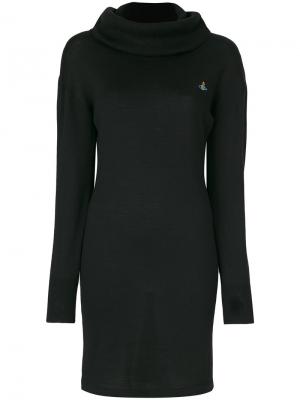 Платье-свитер с высоким воротником и логотипом Vivienne Westwood Anglomania. Цвет: чёрный