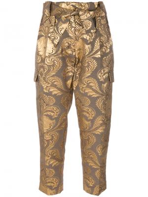 Жаккардовые брюки металлик Christian Pellizzari. Цвет: коричневый