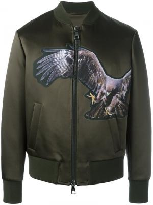 Куртка-бомбер с принтом орла Neil Barrett. Цвет: зелёный