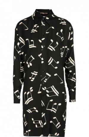 Платье-рубашка прямого кроя с контрастным принтом Saint Laurent. Цвет: черно-белый