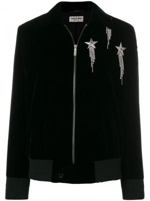 Бархатная куртка-бомбер Saint Laurent. Цвет: чёрный