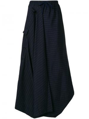 Длинная юбка в полоску Bernhard Willhelm. Цвет: синий