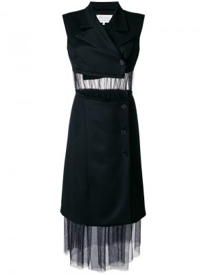 Платье-блейзер без рукавов со вставкой из тюли Maison Margiela. Цвет: чёрный