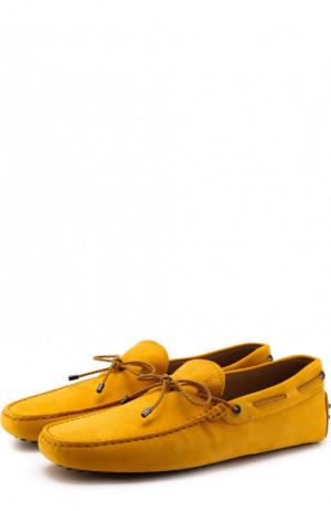 Кожаные мокасины со шнуровкой Tod’s. Цвет: желтый
