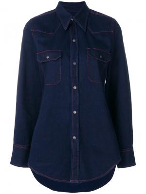 Джинсовая рубашка с красной строчкой Calvin Klein 205W39nyc. Цвет: синий