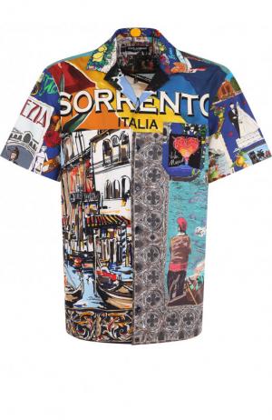 Хлопковая рубашка с принтом Dolce & Gabbana. Цвет: разноцветный