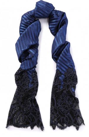 Плиссированный шарф с кружевной вставкой Valentino. Цвет: темно-синий