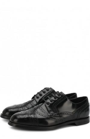 Кожаные дерби Marsala на шнуровке с брогированием Dolce & Gabbana. Цвет: черный