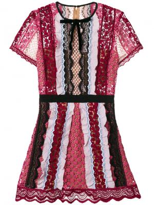 Короткое платье Panelled Bellis Self-Portrait. Цвет: розовый и фиолетовый