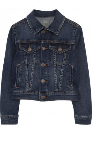Джинсовая куртка с декоративными потертостями Polo Ralph Lauren. Цвет: синий