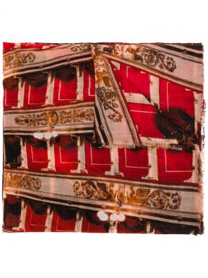 Платок La Scala A Milano с принтом Faliero Sarti. Цвет: красный