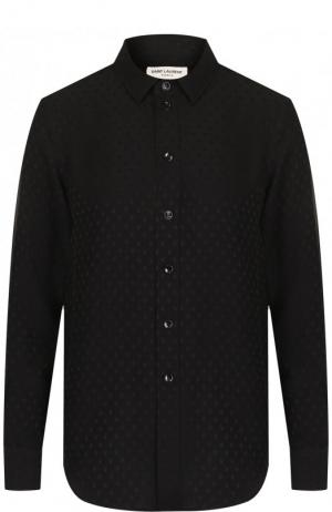 Шелковая блуза с принтом Saint Laurent. Цвет: черный