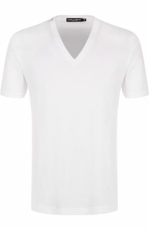 Хлопковая футболка с V-образным вырезом Dolce & Gabbana. Цвет: белый