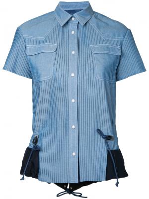 Рубашка шамбре со складками Sacai. Цвет: синий