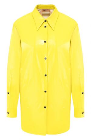Однотонная блуза с отложным воротником No. 21. Цвет: желтый