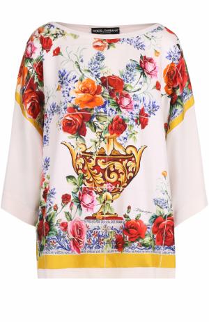Шелковый топ свободного кроя с принтом Dolce & Gabbana. Цвет: разноцветный