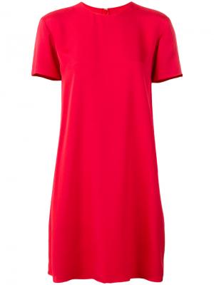 Платье-шифт с короткими рукавами Valentino. Цвет: красный