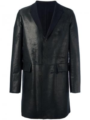 Кожаное пальто Salvatore Santoro. Цвет: чёрный
