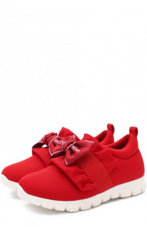 Текстильные кроссовки с эластичной вставкой и бантом Dolce & Gabbana. Цвет: красный