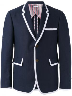 Пиджак с контрастной окантовкой Thom Browne. Цвет: синий