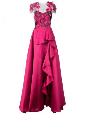Платье Mikado Marchesa Notte. Цвет: розовый и фиолетовый