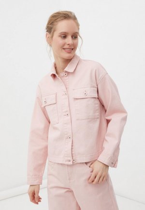 Куртка джинсовая Finn Flare. Цвет: розовый