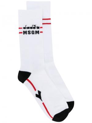 Носки с логотипом  X Diadora MSGM. Цвет: белый