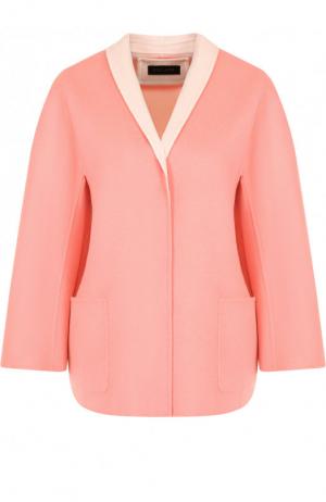 Пальто из смеси шерсти и кашемира с накладными карманами Escada. Цвет: розовый
