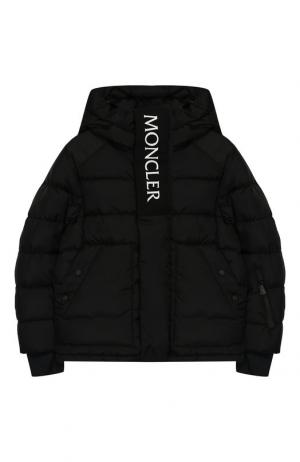 Куртка на молнии с капюшоном Moncler Enfant. Цвет: черный