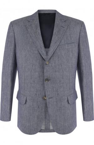 Однобортный льняной пиджак Loro Piana. Цвет: синий